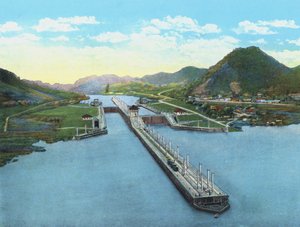 Lintuperspektiivistä Pedro Miguel Locks, Panama Canal (värillinen kuva)