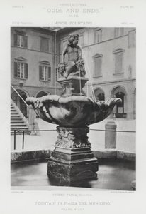Suihkulähde Piazza Del Municipiossa, Prato, Italia (valkoinen kuva) tekijältä American Photographer (after)