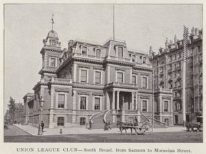 Philadelphia: Union League Club, South Broad, Sansomista Moravian Streetiin (m/v kuva) tekijältä American Photographer (after)