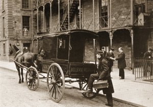 Ambulanssi Bellevuen sairaalassa, New York City, 1896 tekijältä American Photographer
