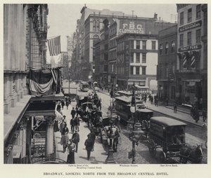 Broadway, katsot pohjoiseen Broadway Central -hotellista (m/w kuva) tekijältä American Photographer