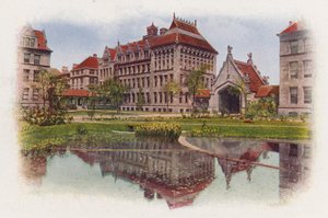 Chicago: Hull Court, Botany Pond, Anatomy Building ja Hull Gate (värikuva). tekijältä American Photographer