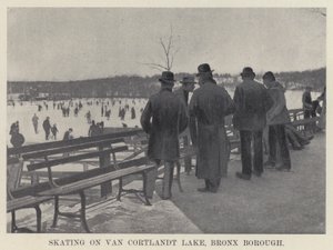 Luistelu Van Cortlandt Lakella, Bronx Borough (b/w kuva) tekijältä American Photographer