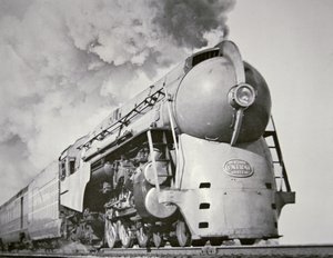 New Yorkin keskusjärjestelmän "Empire State Express" vuonna 1938 (b/w kuva) tekijältä American Photographer