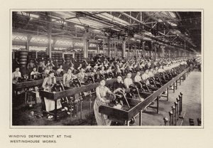 Westinghouse Worksin käämitysosasto (s/w-kuva) tekijältä American Photographer