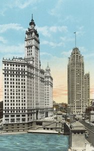 Wrigley Building ja Tribune Tower (värillinen kuva) tekijältä American Photographer