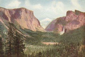 Yosemite Valley, Kalifornia, Yleinen näkymä Artists Pointista (värillinen kuva) tekijältä American Photographer