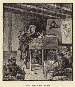 Siirtomaa-aikainen kouluhuone (litografia) tekijältä American School