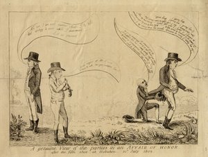 Aito näkemys kunniasuhteen osapuolista viidennen laukauksen jälkeen Hobokenissa 31. heinäkuuta 1802 tekijältä American School