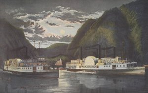 A Night on the Hudson - Through at Daylight, pubi. 1864, Currier & Ives tekijältä American School