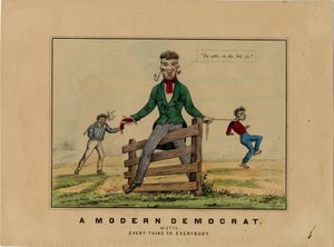 Moderni demokraatti: motto: kaikki kaikille, kiveen allekirjoitettu: HAP, julkaistu Dubuquessa, Iowassa, n. 1860 tekijältä American School