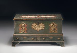 Maaleilla koristeltu nostokaappi, kirjoitettu Susana Scheblern, luultavasti Lancaster County, Pennsylvania, 1790 tekijältä American School