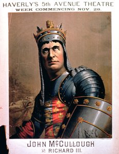 Mainos John McCulloughista Richard III:na Haverlys 5th Avenue Theatressa New Yorkissa tekijältä American School