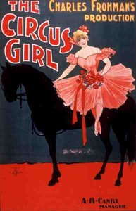 Mainos elokuvalle "The Circus Girl", tuottaja Charles Frohman (1860-1915) (värilitho) tekijältä American School