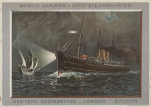 Mainos pohjoissaksalaiselle Lloyd Steamship Companylle tekijältä American School