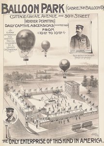 Mainosjuliste Balloon Parkista Chicagossa, Yhdysvalloissa, n. 1888 tekijältä American School