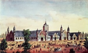 Agricultural Hall, Grand United States Centennial Exhibition, Fairmount Park, Philadelphia, pubi. Currier und Ives, 1876 tekijältä American School