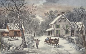 American Homestead - talvi, pubi. 1868, Currier & Ives tekijältä American School