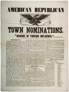 Amerikan republikaanien kaupunkiehdokkaat: Varo ulkomaalaista vaikutusta, n. 1845