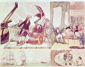 Vanha filosofi, joka opettaa hullulle pojalleen taloudellisia projekteja, n. 1807 (muste ja wc paperilla) tekijältä American School