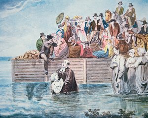 Philadelphian anabaptistit todistavat täysin upotuskasteen joessa (värilitho) tekijältä American School