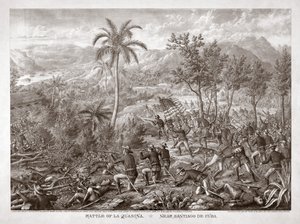 La Quasinan taistelu Santiago de Cuban lähellä, pub. 1898 (kaiverrus) tekijältä American School
