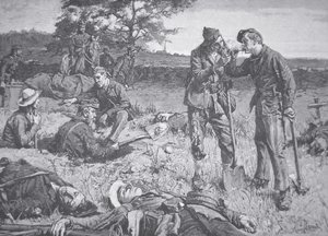 Rivien välissä aselevon aikana (litho) tekijältä American School