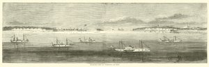 Estolaivasto Wilmingtonin edustalla, Old Inlet, lokakuu 1864 tekijältä American School