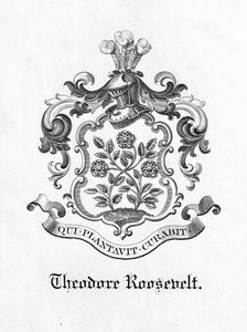 Presidentti Theodore Rooseveltin (1858-1919) kirjakilpi (painettu) tekijältä American School