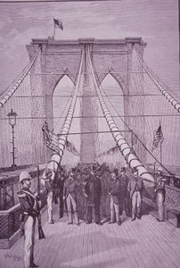 Brooklyn Bridge, presidentti Arthur avajaisseremoniassa 24. toukokuuta 1883 (kaiverrus) tekijältä American School
