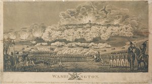 Brittien Burning of Washington, 24. elokuuta 1814, julkaisija I. Ryland tekijältä American School