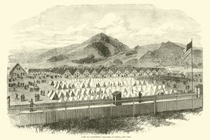 Konfederaation vankien leiri Elmirassa, New Yorkissa, toukokuussa 1865 tekijältä American School
