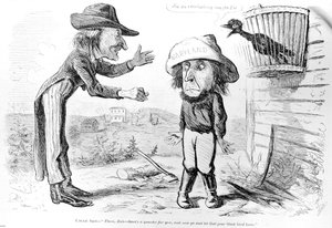 Sarjakuva orjuuden poistamisesta Marylandissa, "Frank Leslien kuvitettu sanomalehti", 5. huhtikuuta 1862 tekijältä American School