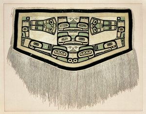 Chilkat-huopa, ennen vuotta 1832 (vuorivuohen villaa ja keltaista setripuuta). tekijältä American School