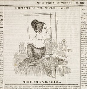 Sikarityttö, "New York Sunday Atlas" -lehden etusivu, 13. syyskuuta 1840 tekijältä American School