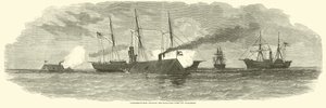 Konfederaation pässit hyökkäämässä saartolaivastoon Charlestonin edustalla tammikuussa 1863 tekijältä American School