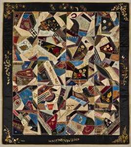 Crazy Quilt, n. 1875-1900 (silkki, brokaatti ja sametti) tekijältä American School