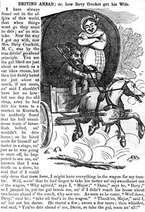 Driving Ahead, eli kuinka Davy Crockett saa vaimonsa, Crockettin almanakista vuodelle 1856, julkaistu, New York, 1855 tekijältä American School