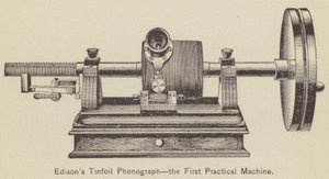 Edisonin foliofonografi, ensimmäinen käytännöllinen kone (kaiverrus) tekijältä American School