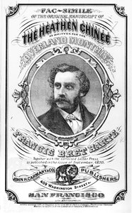 Faksimile Francis Bret Harten (1836-1902) The Heathen Chineen alkuperäisestä käsikirjoituksesta, Overland Monthly, 1871 tekijältä American School