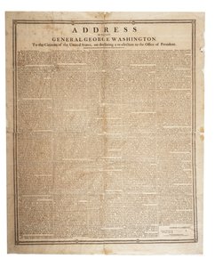 Edesmenneen kenraali George Washingtonin jäähyväispuhe 17. syyskuuta 1796