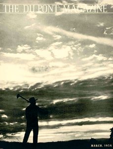 Maanviljelijä pellolla, DuPont-lehden etukansi, maaliskuu 1936 tekijältä American School