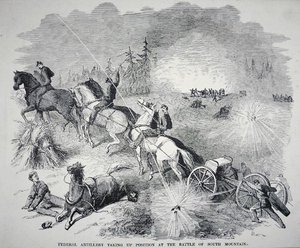 Liittovaltion tykistö ottaa asemansa South Mountainin taistelussa syyskuussa 1862 (kaiverrus) tekijältä American School