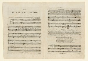 Ensimmäinen painos nuotteista kappaleeseen "The Star Spangled Banner. A Pariotic tekijältä American School