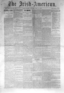 New Yorkissa 4. marraskuuta 1876 julkaistun The Irish-Americanin etusivu (sanomalehtipaperi) tekijältä American School
