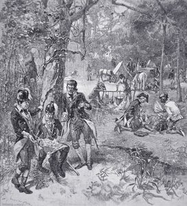 Kenraali Francis Marion leirissä (litho) tekijältä American School