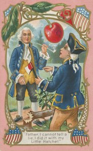 George Washington tunnustamassa isälleen (väri litho) tekijältä American School