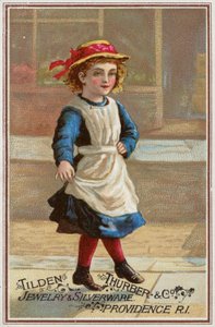 Tyttö hyppää leikkisästi (chromolitho) tekijältä American School