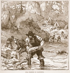 Gold Washing Kaliforniassa, kirjapubista. 1896 tekijältä American School
