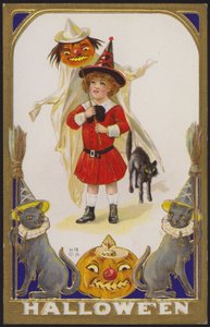 Halloween-kortti (värilitografia) tekijältä American School